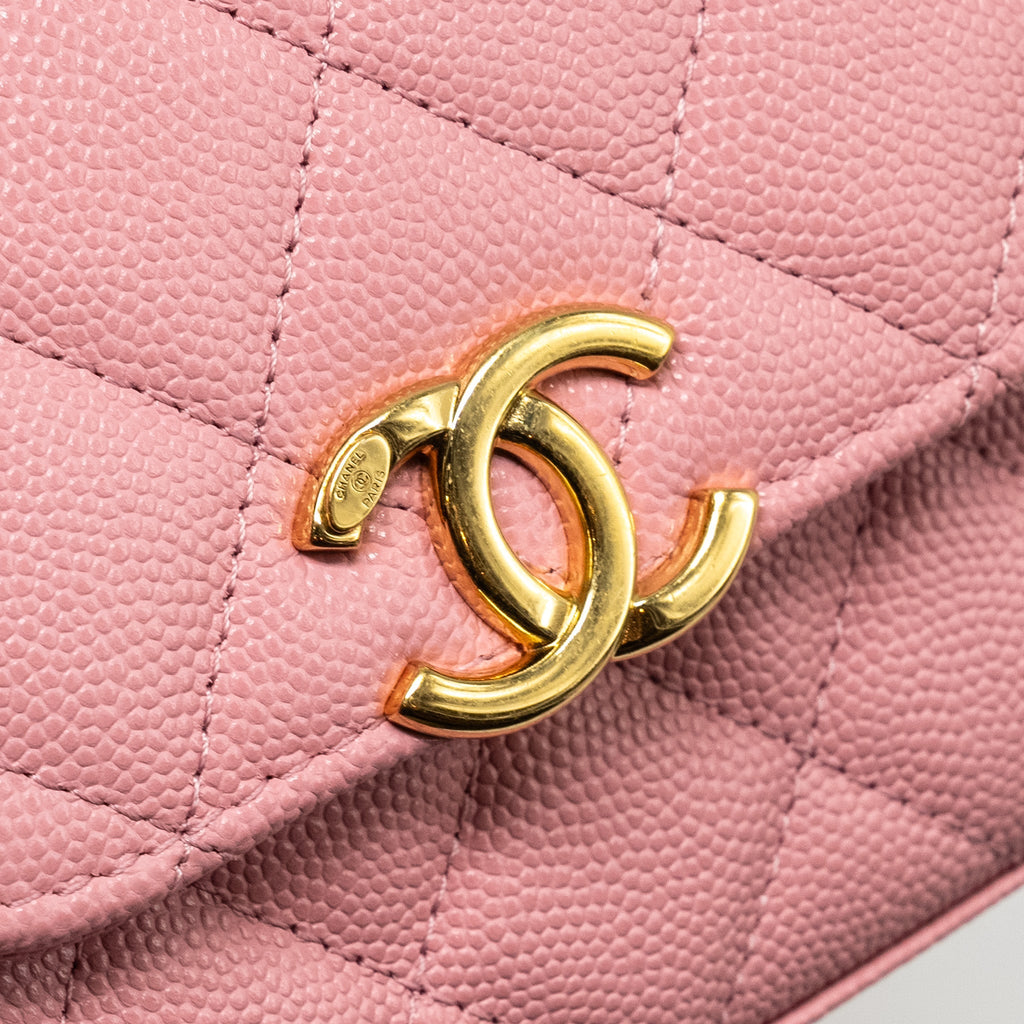 Chanel Mini Flap Bag With Chain Handle Caviar Pink  (microchip)