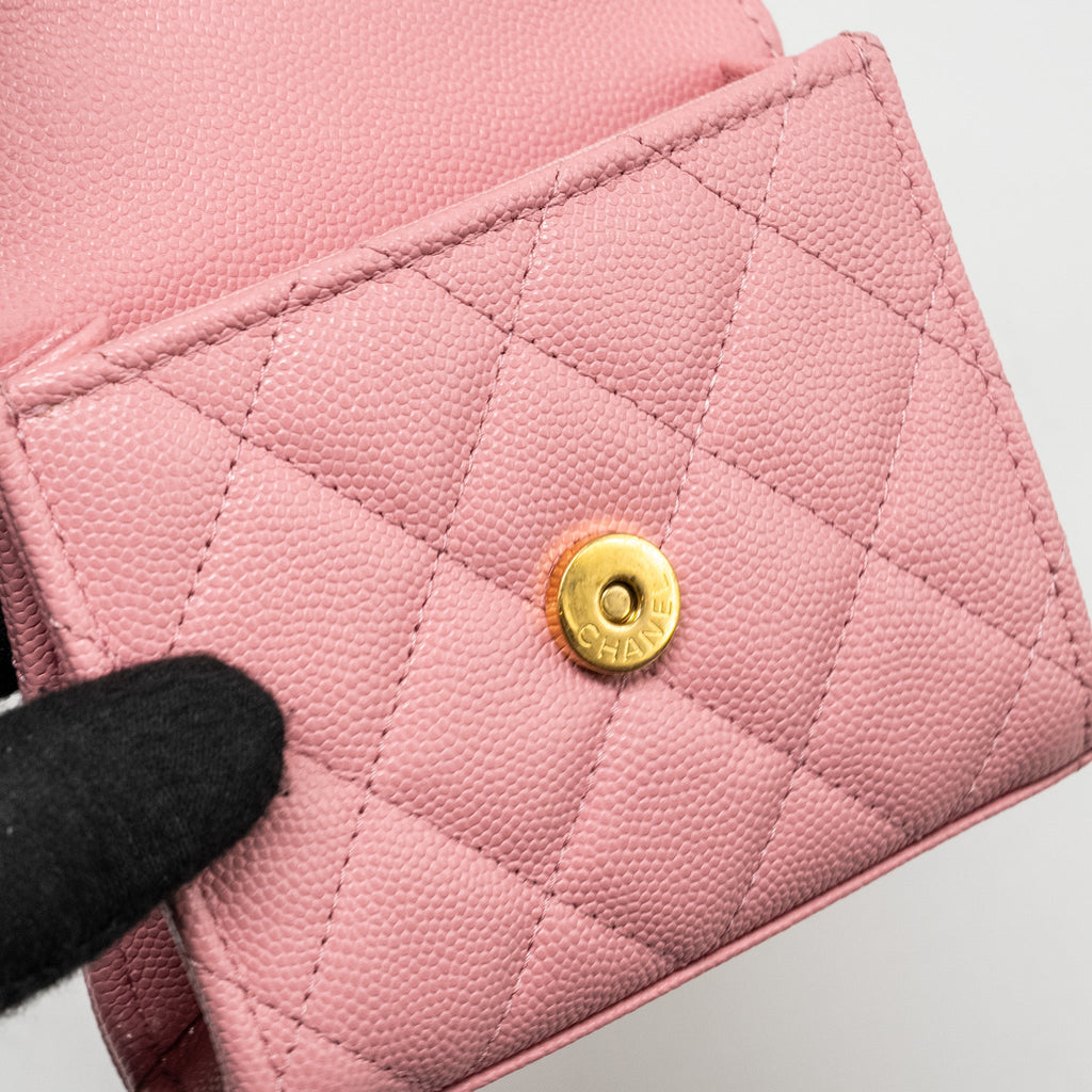 Chanel Mini Flap Bag With Chain Handle Caviar Pink  (microchip)