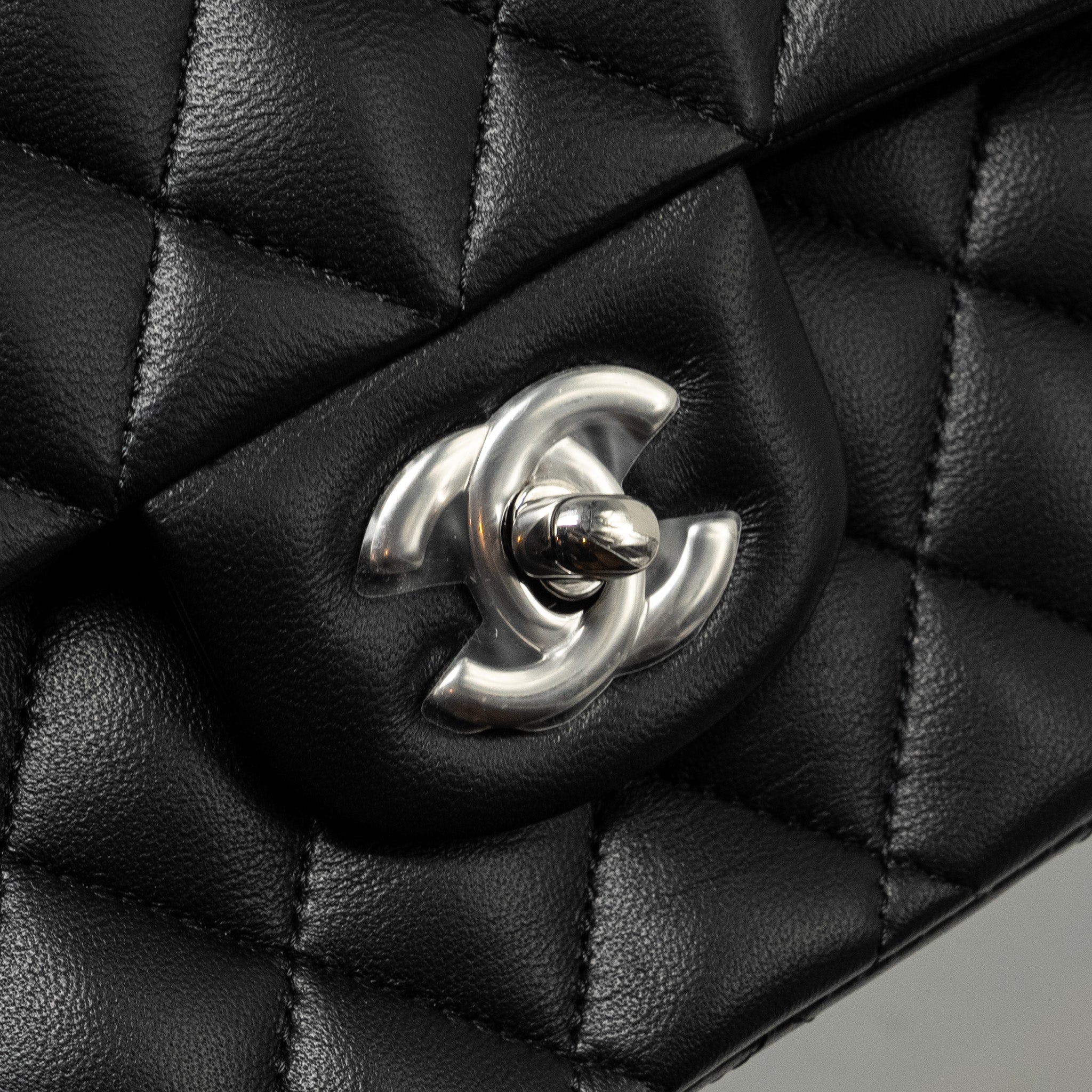 Chanel Medium Classic Double Flap Bag Lambskin Black  (Microchip)