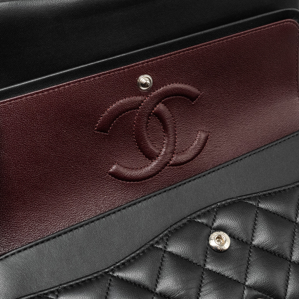 Chanel Medium Classic Double Flap Bag Lambskin Black  (Microchip)