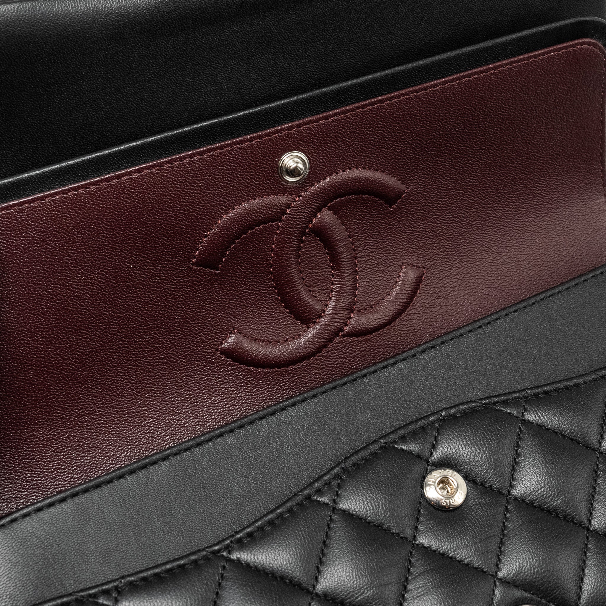 Chanel Medium Classic Double Flap Bag Lambskin Black  (Microchip)