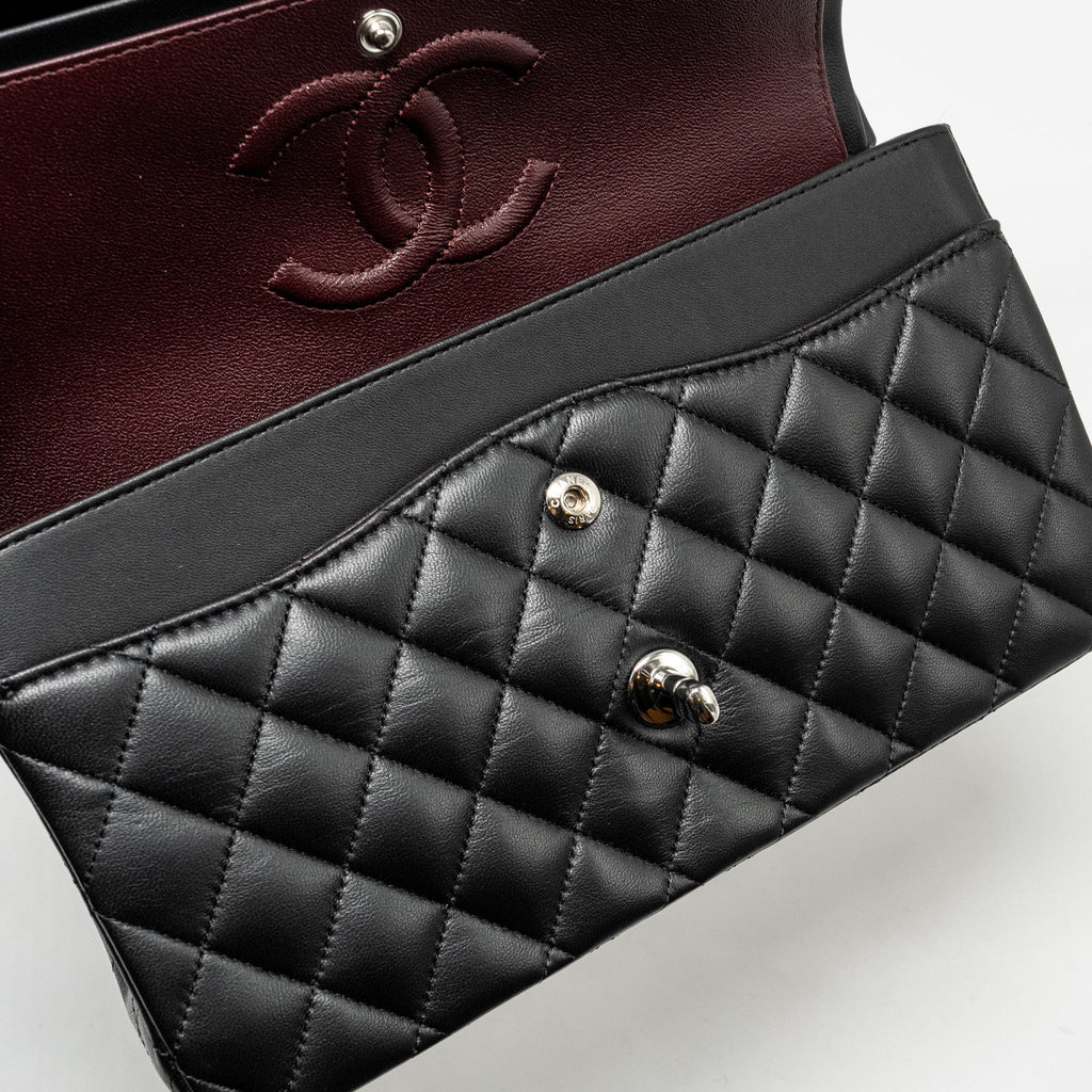 Chanel Medium Classic Double Flap Bag Lambskin Black  (Microchip)