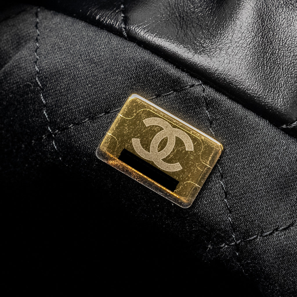Chanel Mini 22 Bag Shiny Calfskin Black  (microchip)