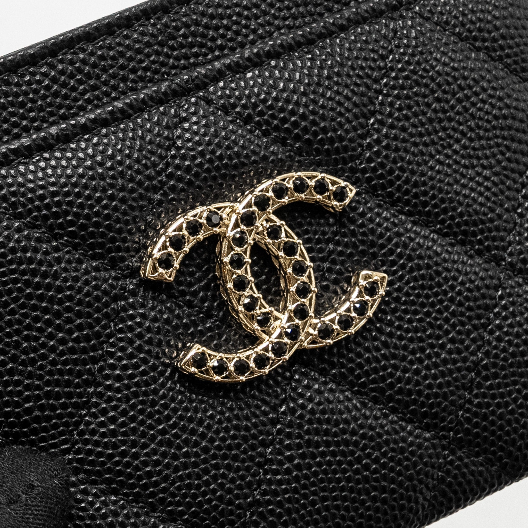 Chanel Detail CC logo Card Holder Caviar Black L(microchip)