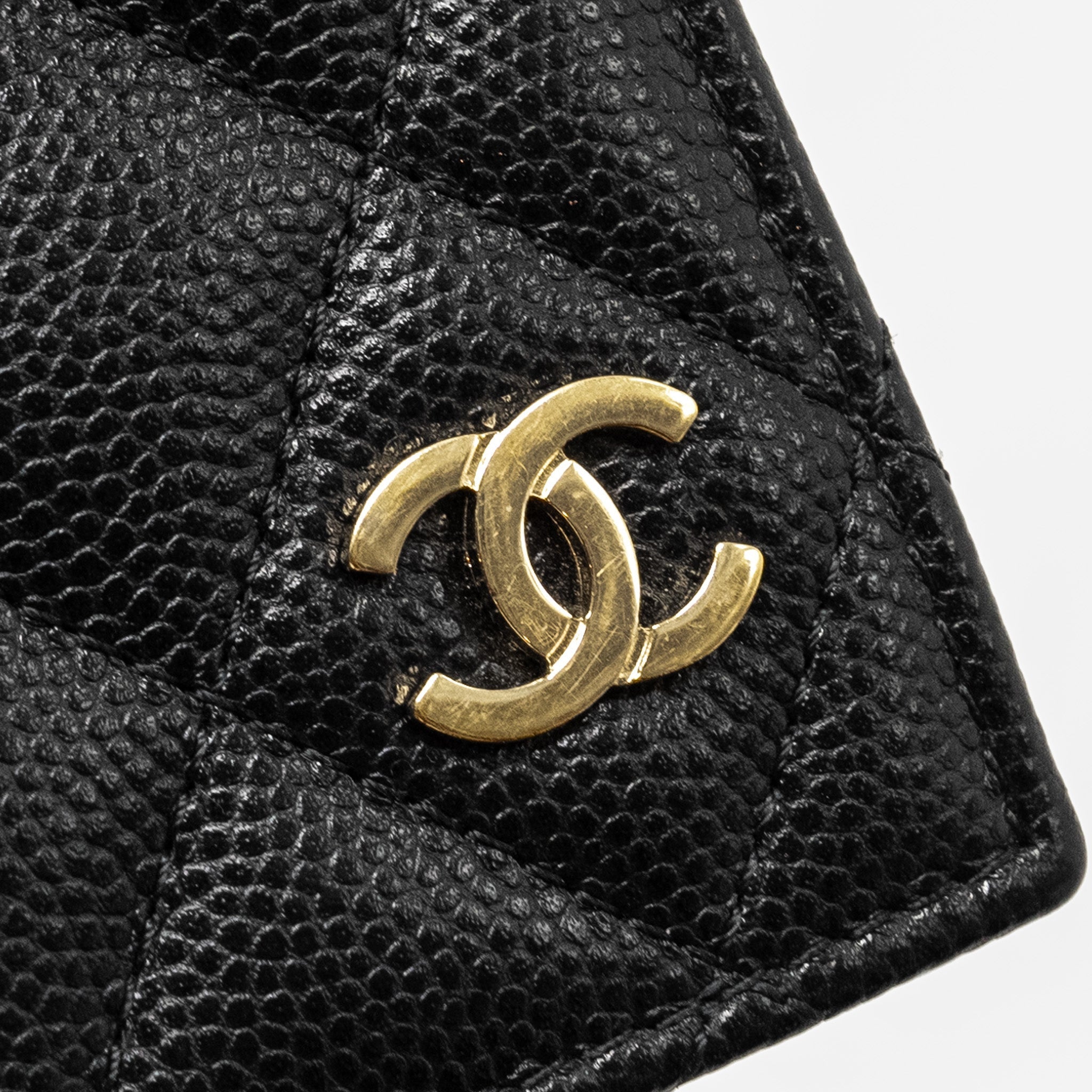 Chanel Compact Card Holder Caviar Black L