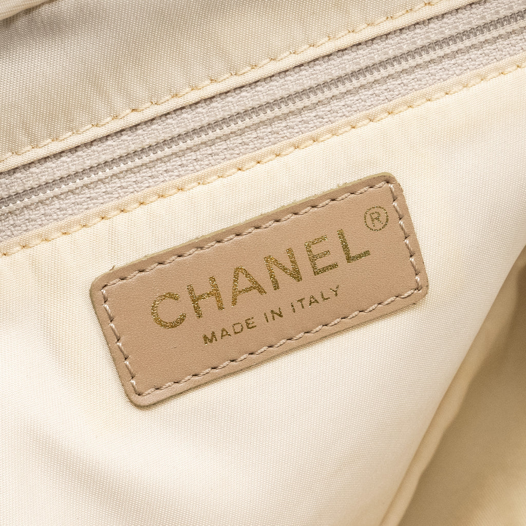 Chanel Vintage Travel Line Bowler Bag Canvas/Leather Beige