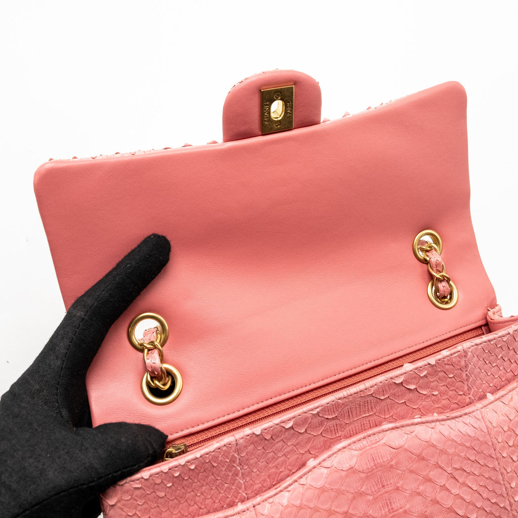 Chanel Medium Flap Bag with Detailed Charms Python Pink