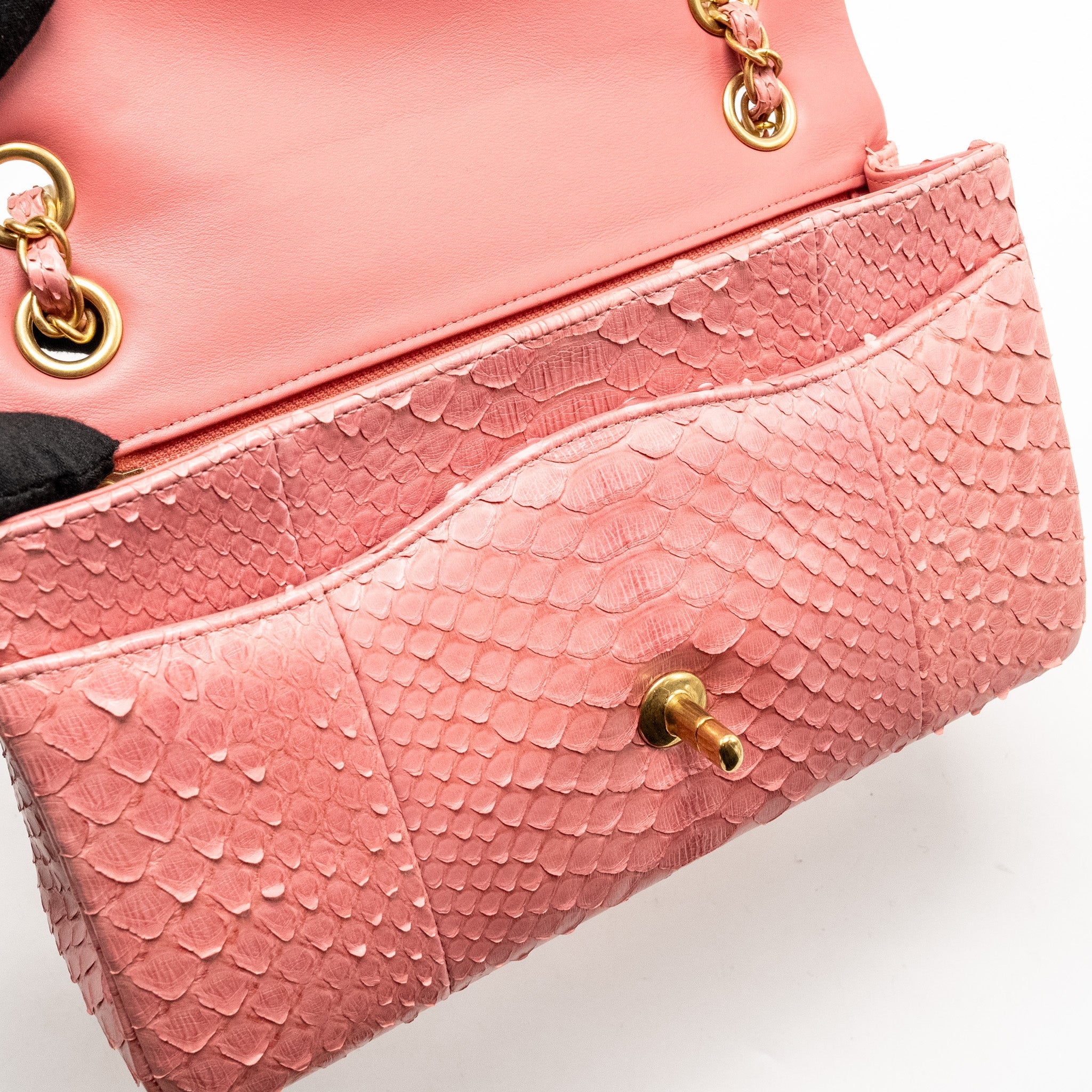 Chanel Medium Flap Bag with Detailed Charms Python Pink