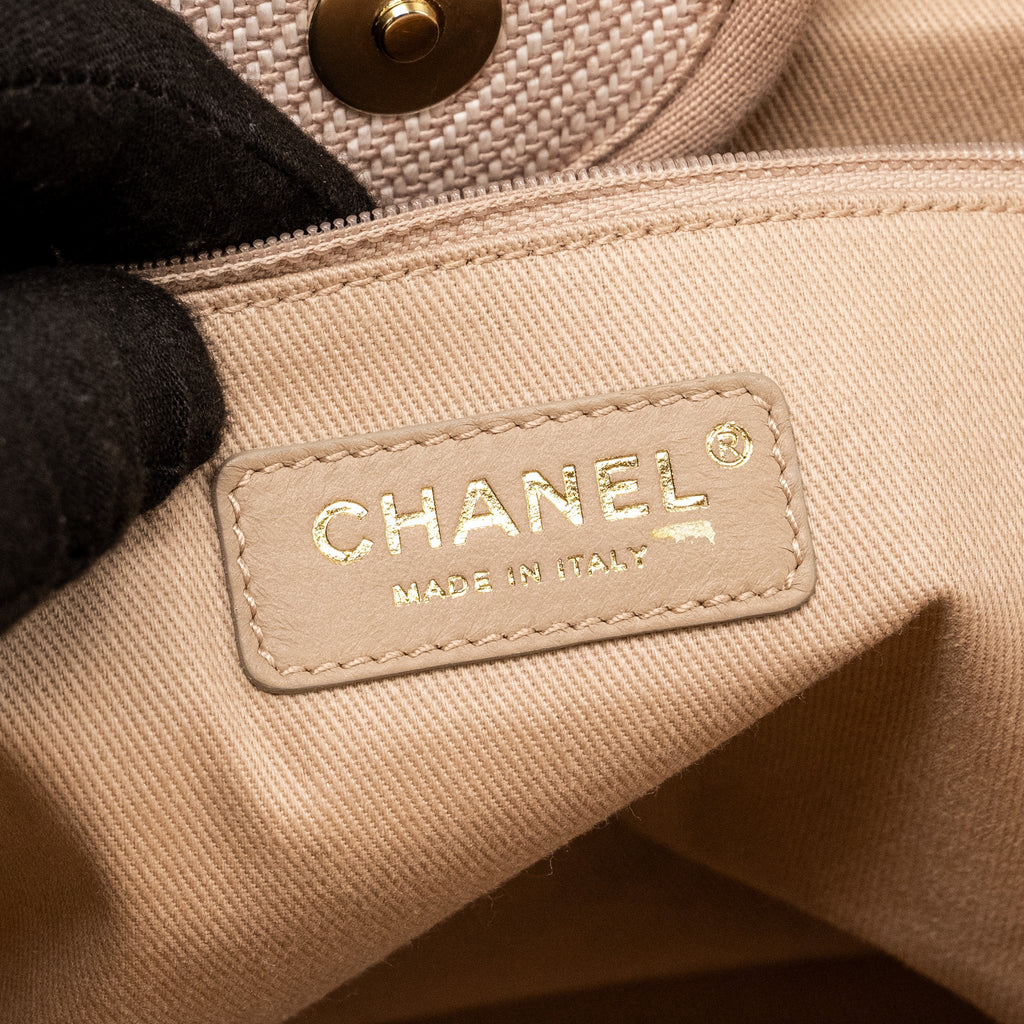 Chanel Deauville Tote Bag Canvas Light Pink L