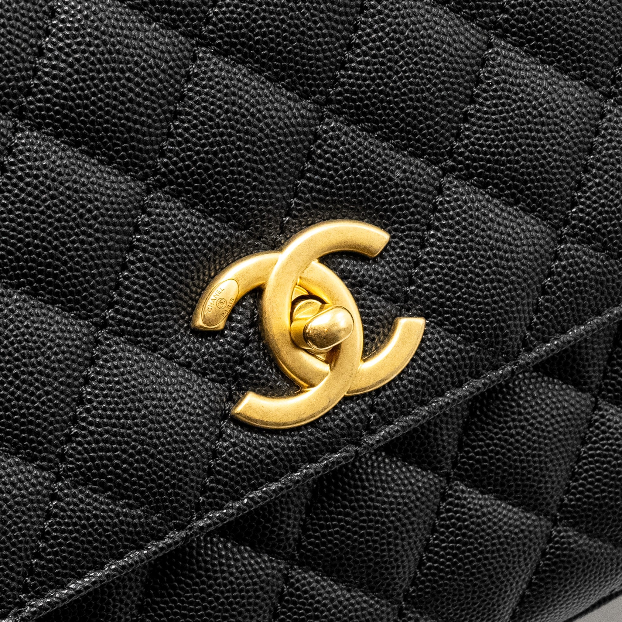 Chanel Medium Coco Handle Limited Edition Caviar Black  (microchip)
