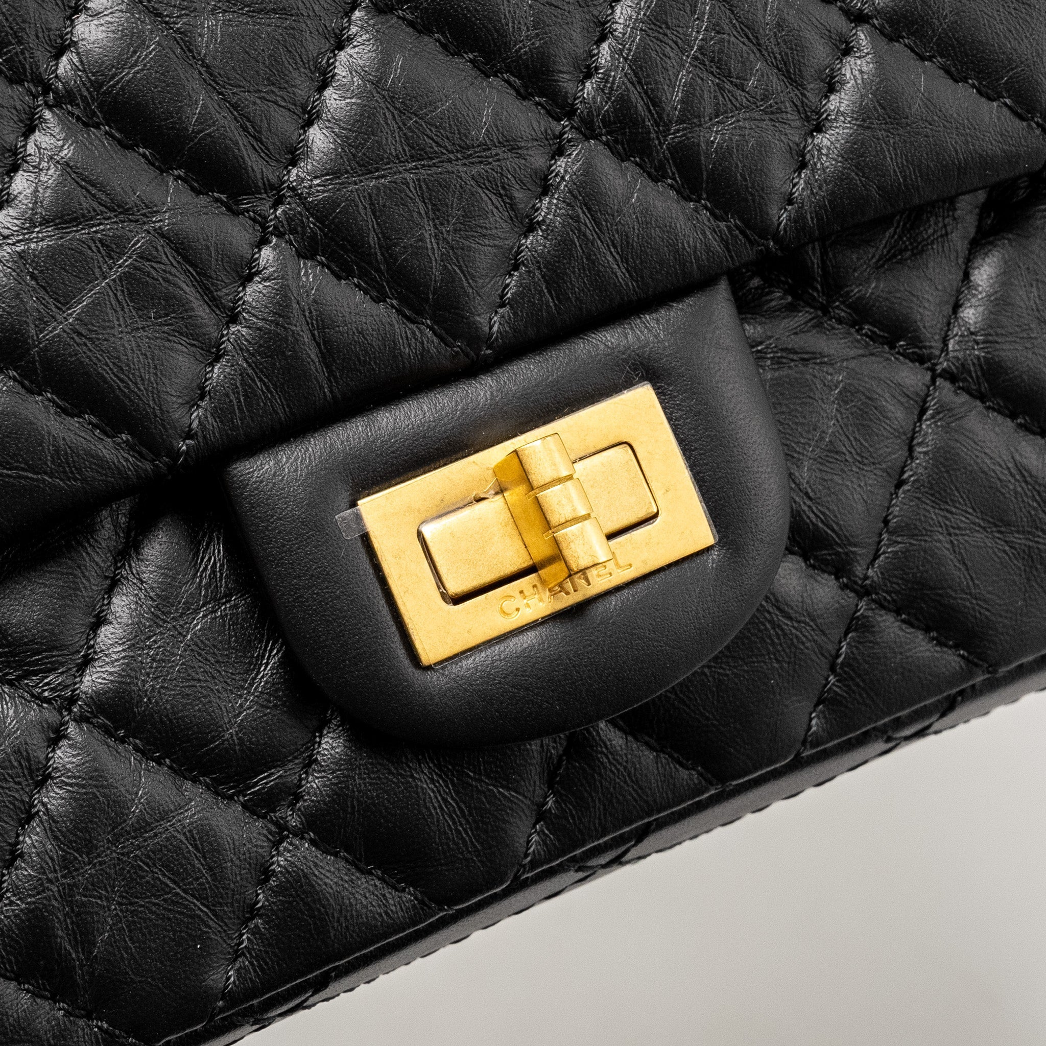 Chanel Small 2.55 Reissue Double Flap Bag Aged Calfskin Black  (Microchip)