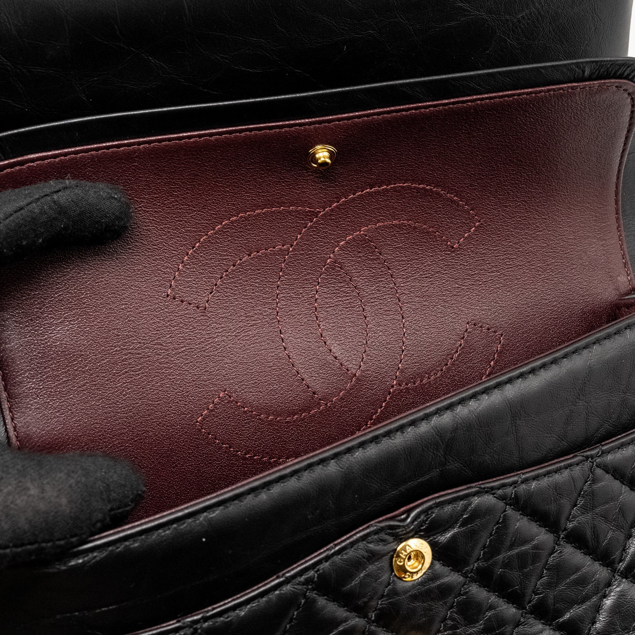 Chanel Small 2.55 Reissue Double Flap Bag Aged Calfskin Black  (Microchip)