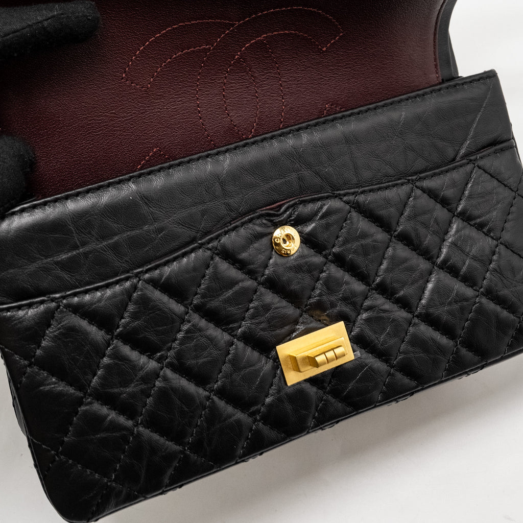 Chanel Small 2.55 Reissue Double Flap Bag Aged Calfskin Black  (Microchip)