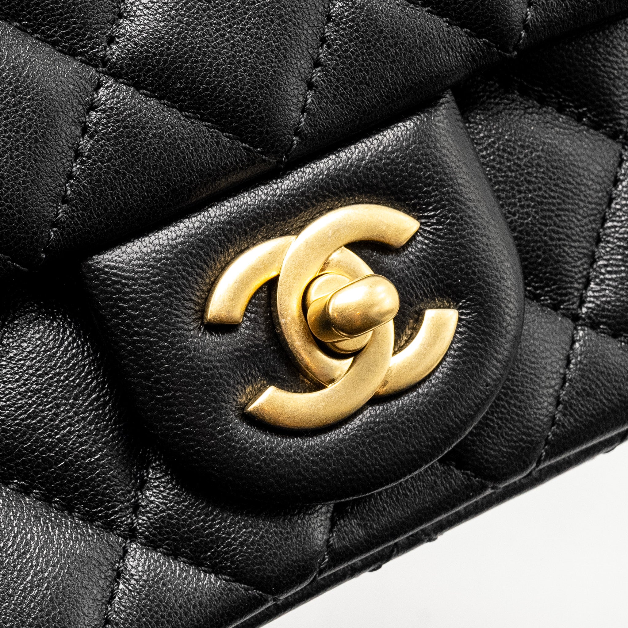 Chanel 24k Pearl Crush Mini Rectangular Flap Bag Shiny Lambskin Black  (microchip)