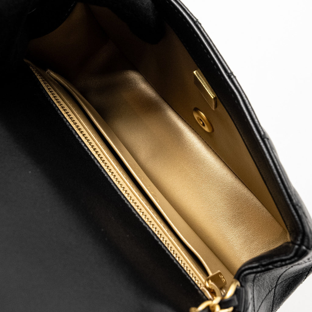Chanel 24k Pearl Crush Mini Rectangular Flap Bag Shiny Lambskin Black  (microchip)