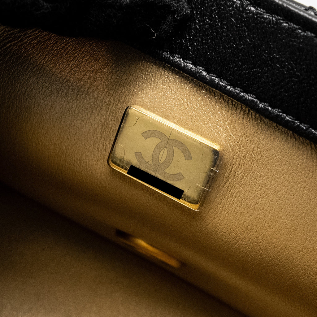 Chanel 24k Pearl Crush Mini Rectangular Flap Bag Shiny Lambskin Black  (microchip)