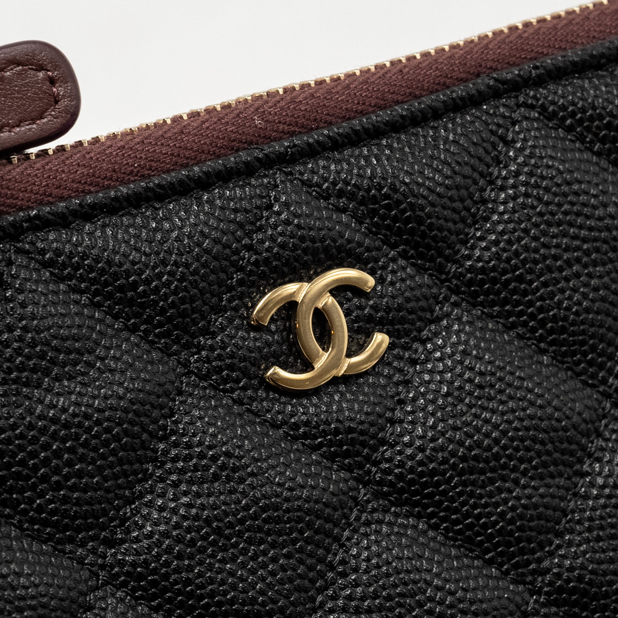Chanel Classic Small Zipped Pouch Grained Shiny Calfskin Black L (Microchip)