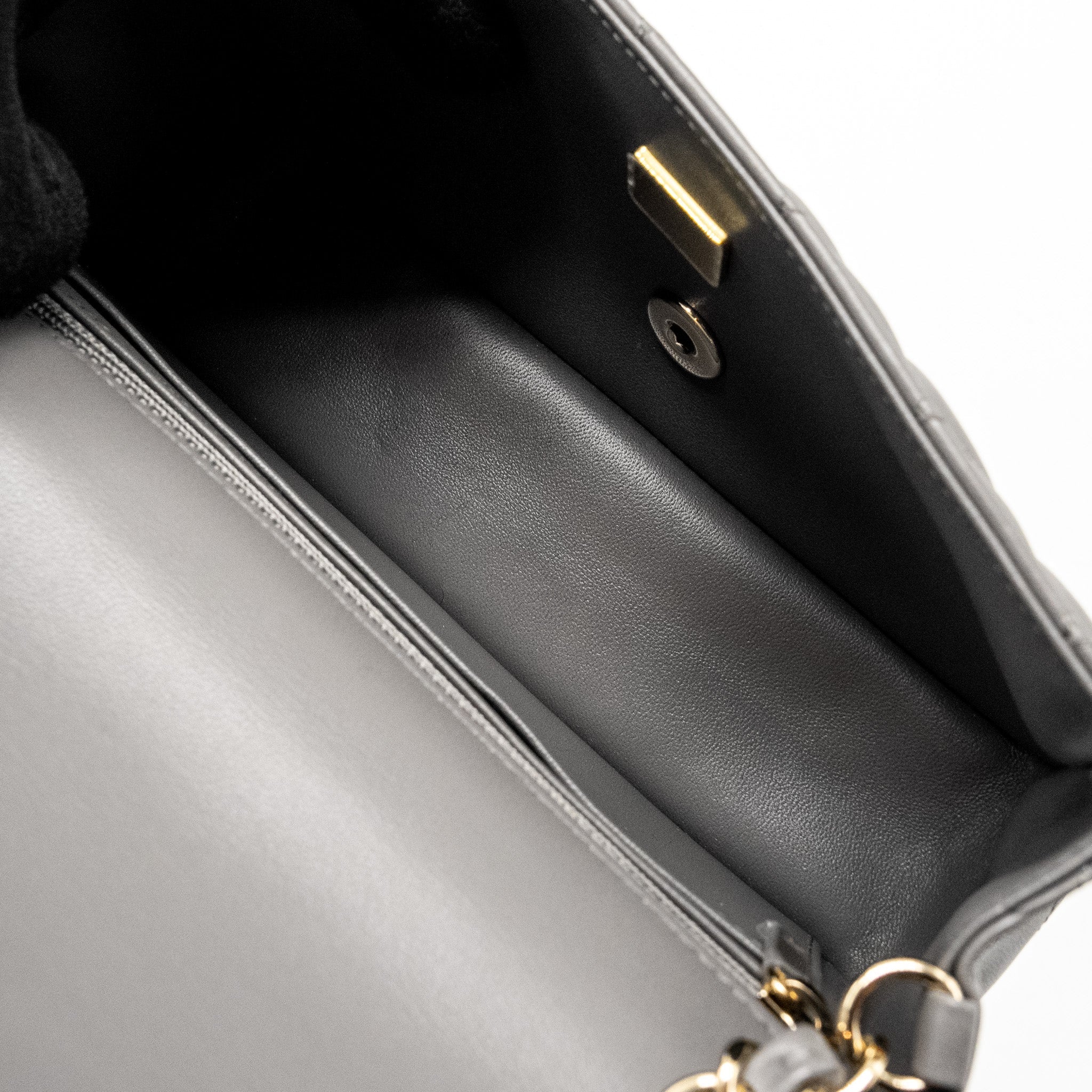 Chanel Mini Rectangular Flap Bag Lambskin Grey L (microchip)