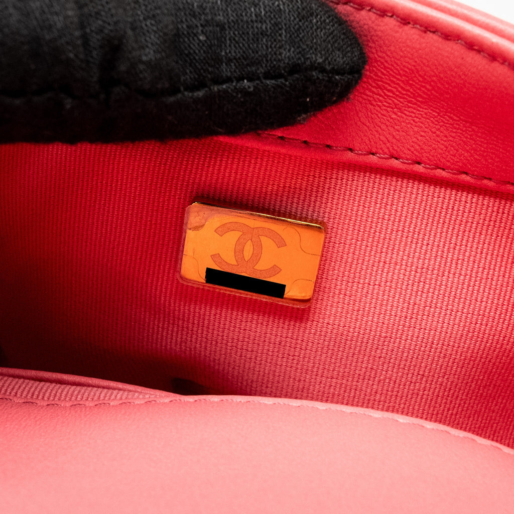 Chanel Mini Funky Town Flap Bag Lambskin Pink  (Microchip)