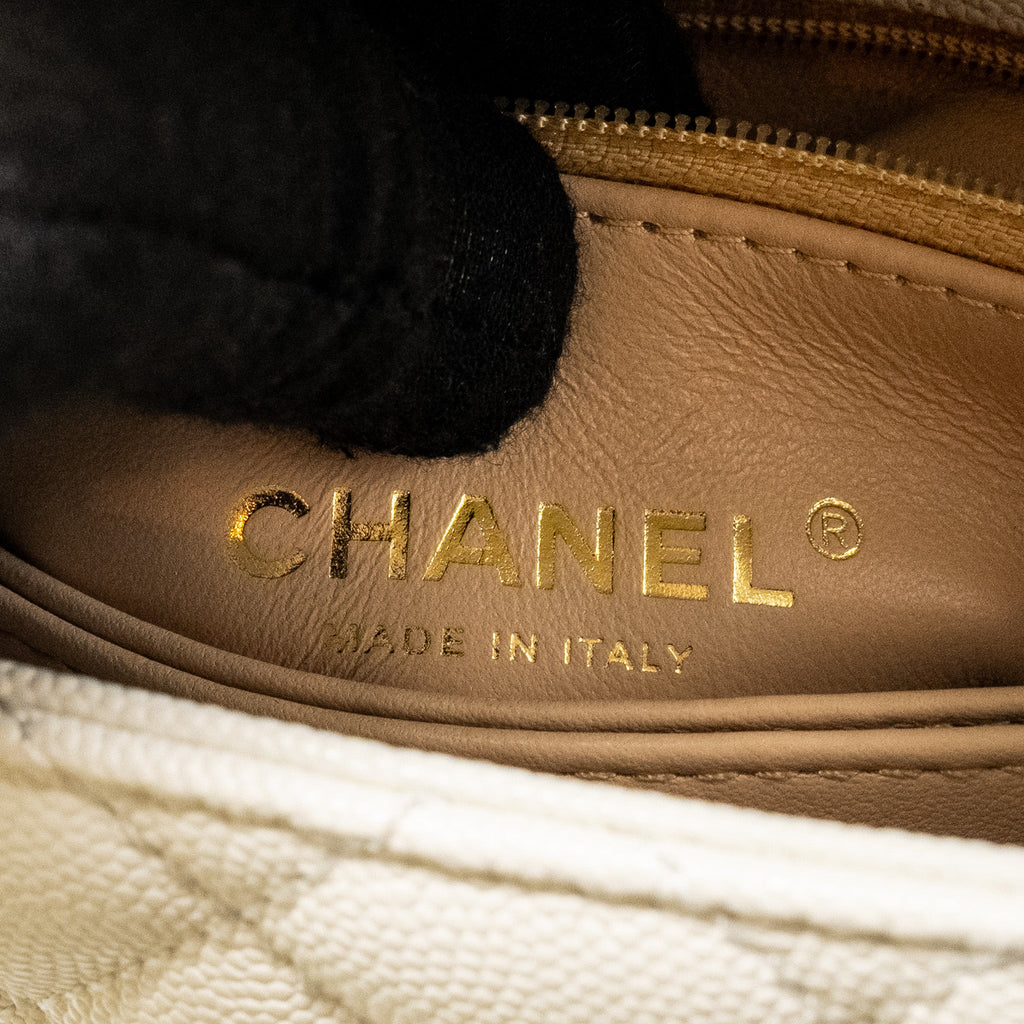 Chanel Mini Coco Handle Caviar White L (Microchip)