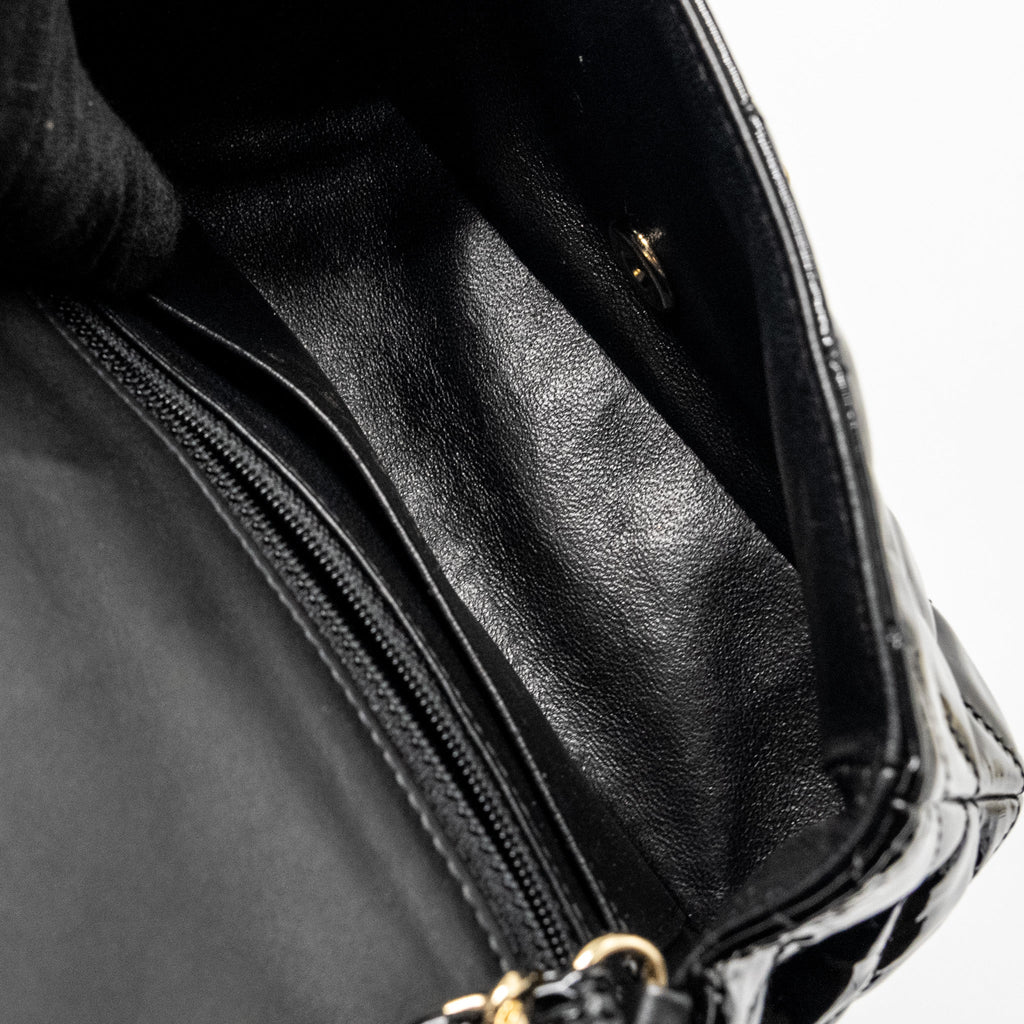 Chanel Mini Rectangular Flap Bag Patent Black L