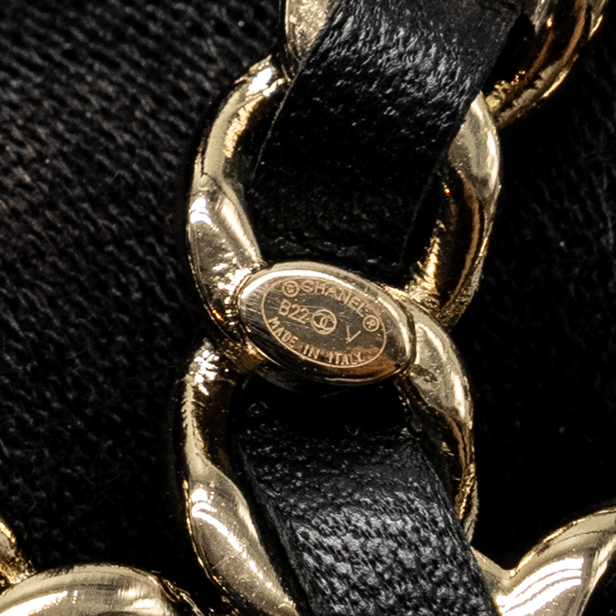 Chanel CC Logo Leather Chain Brooch L