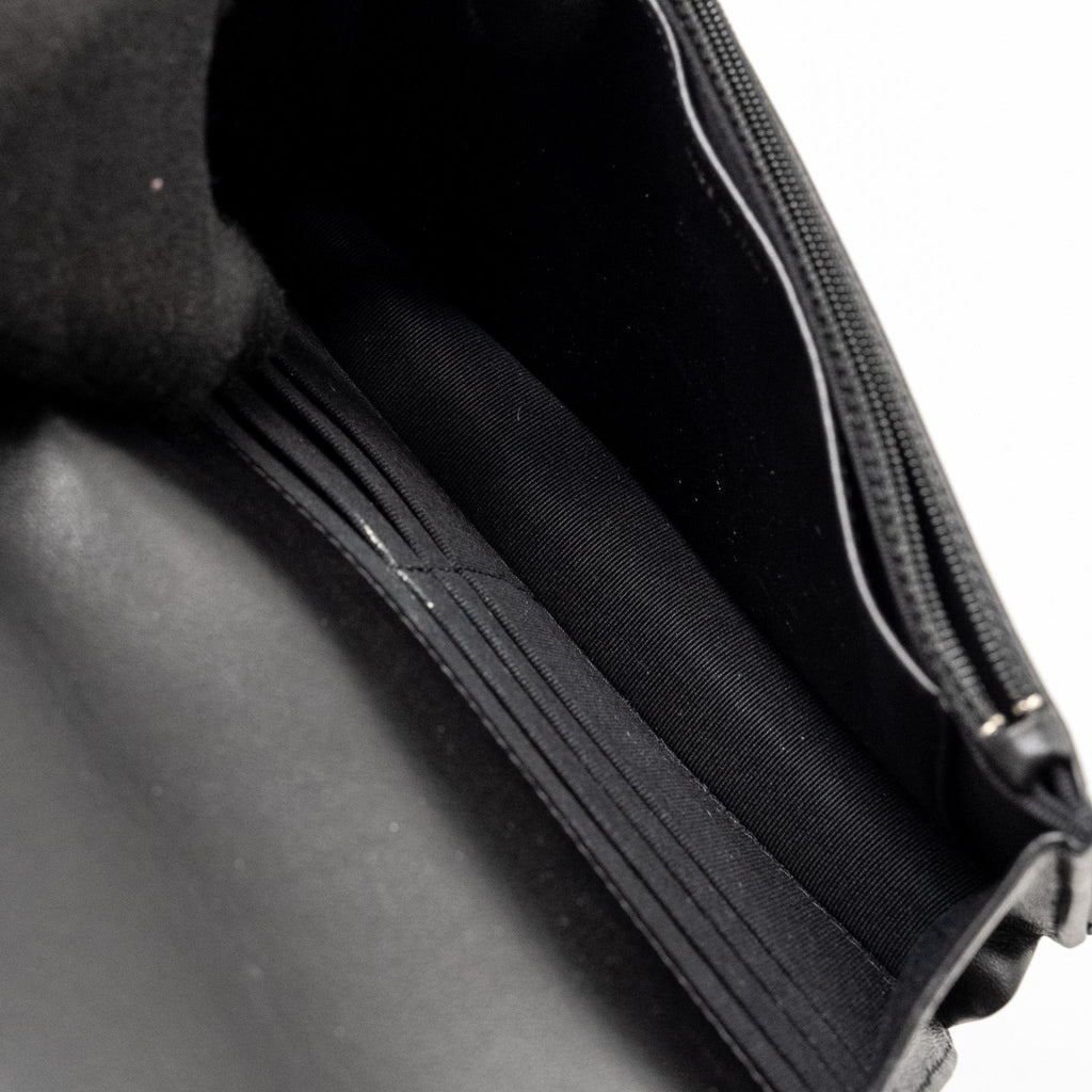 Chanel Wallet On Chain with Pearl Chain Lambskin Black L (Microchip)
