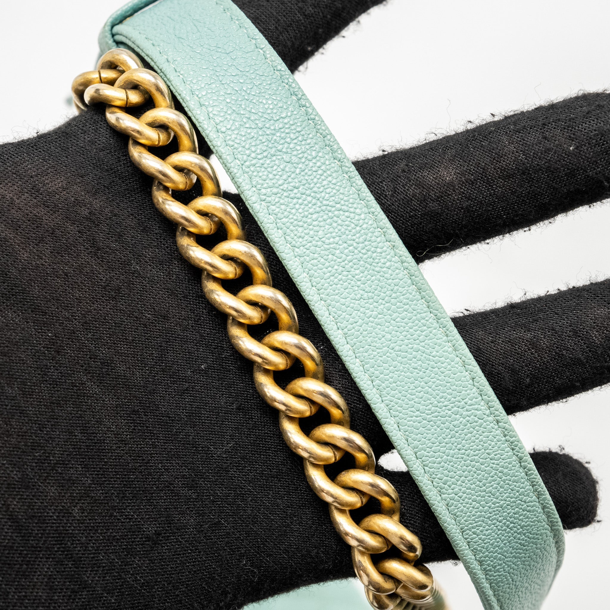Chanel North South Boy Bag Caviar Light Blue