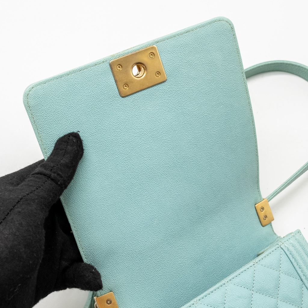 Chanel North South Boy Bag Caviar Light Blue