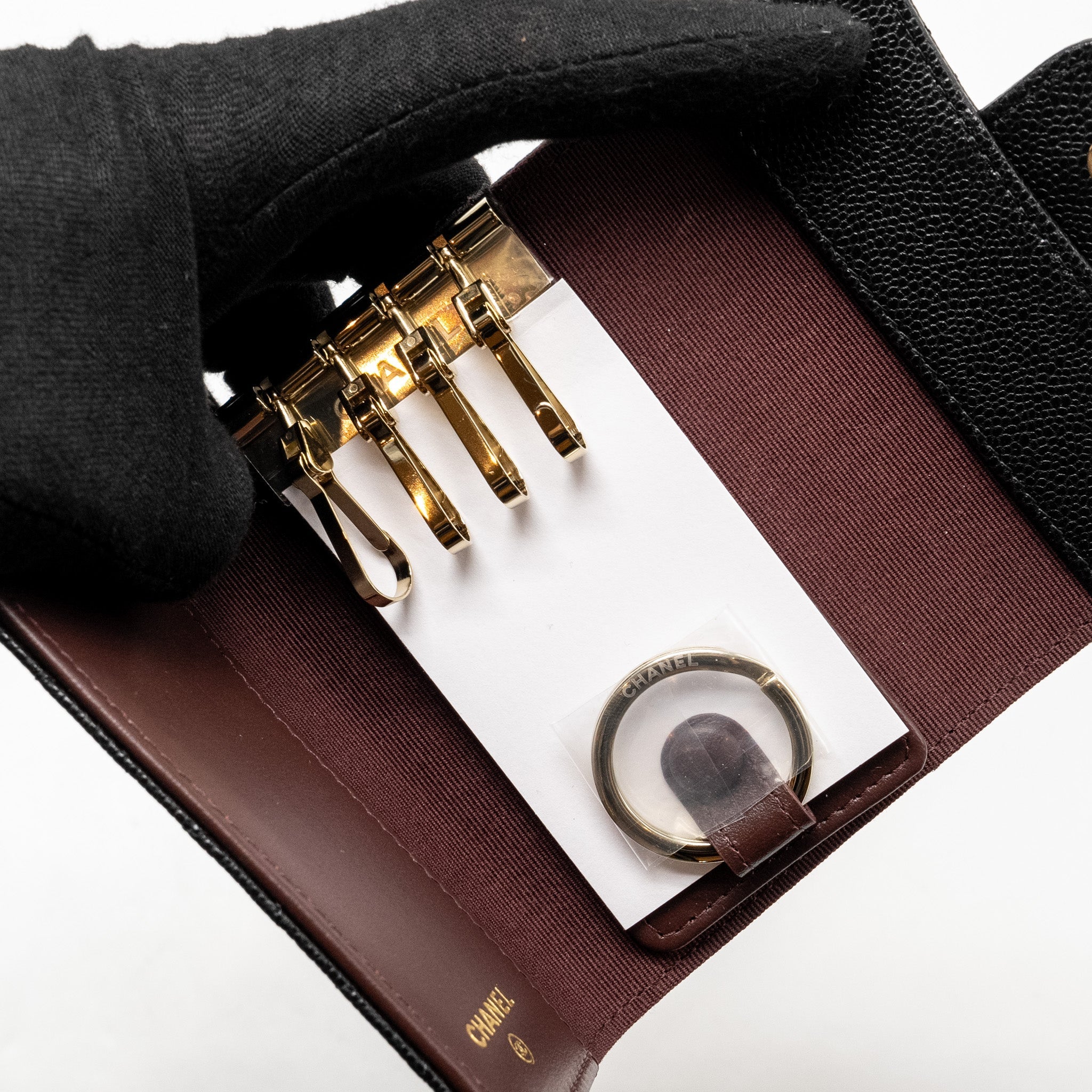 Chanel Classic Flap Key Holder Caviar Black L (Microchip)