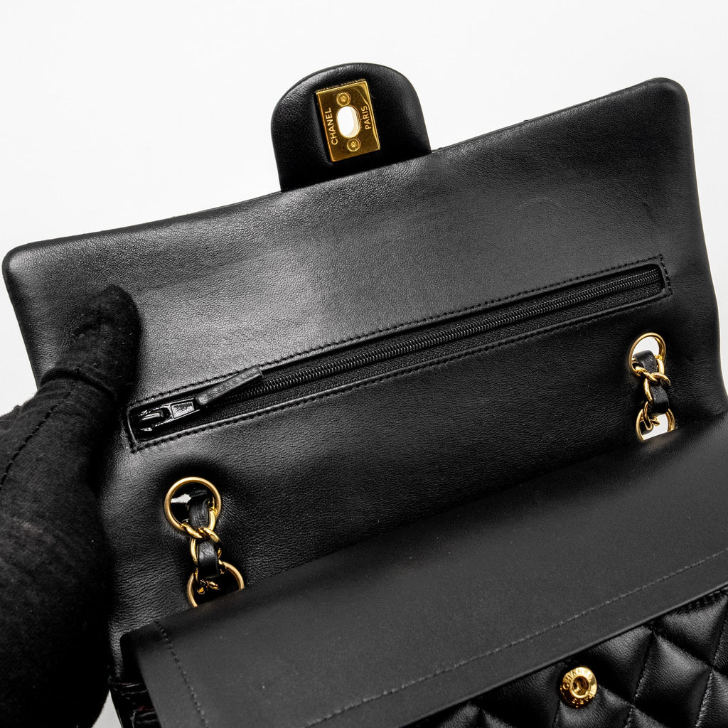 Chanel Medium Classic Double Flap Bag Lambskin Black  (microchip)