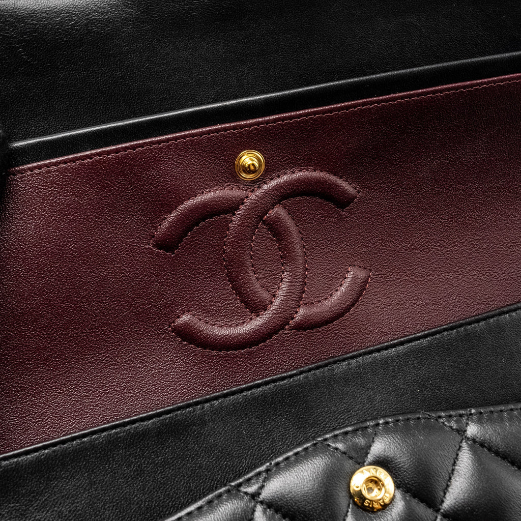 Chanel Medium Classic Double Flap Bag Lambskin Black  (microchip)