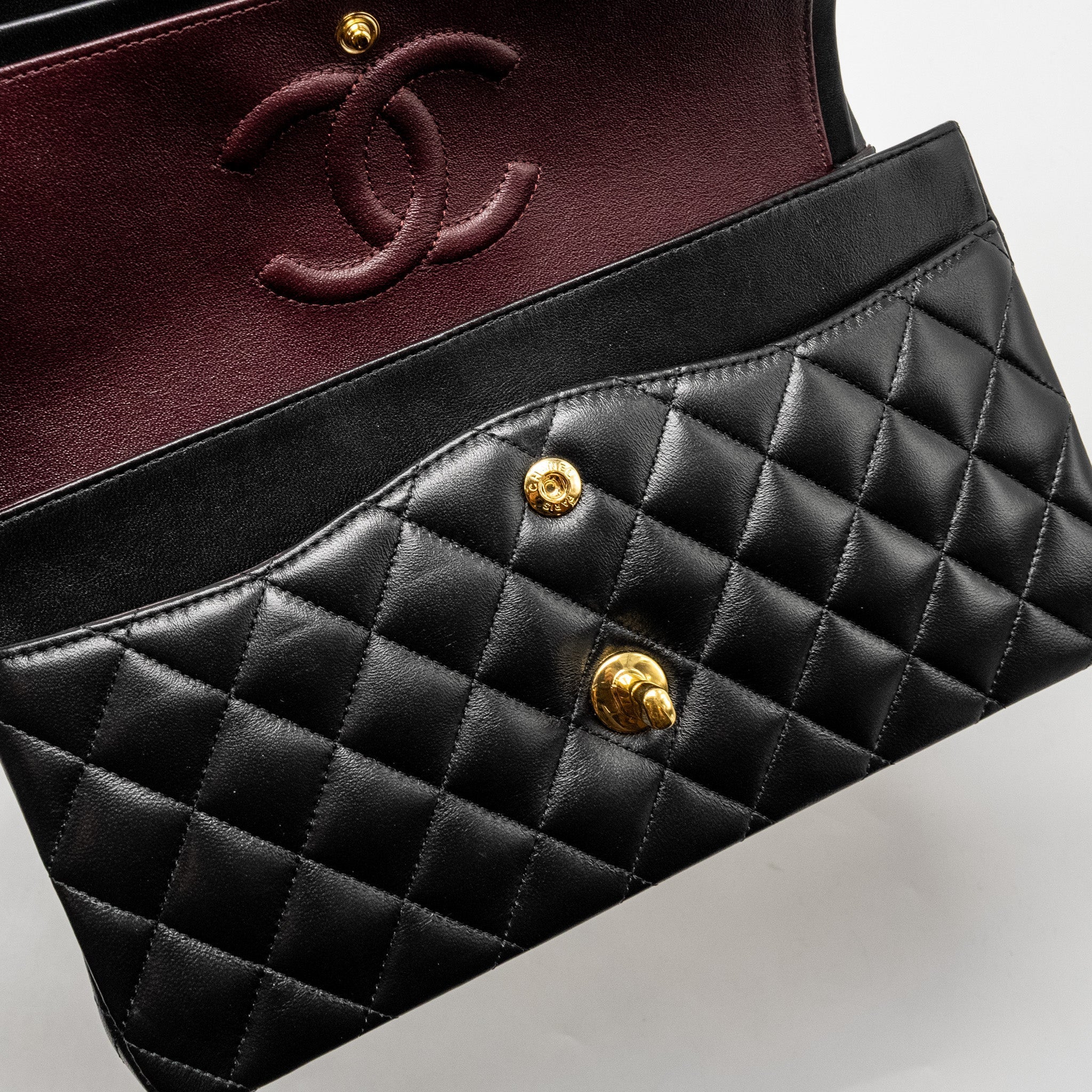 Chanel Medium Classic Double Flap Bag Lambskin Black  (microchip)