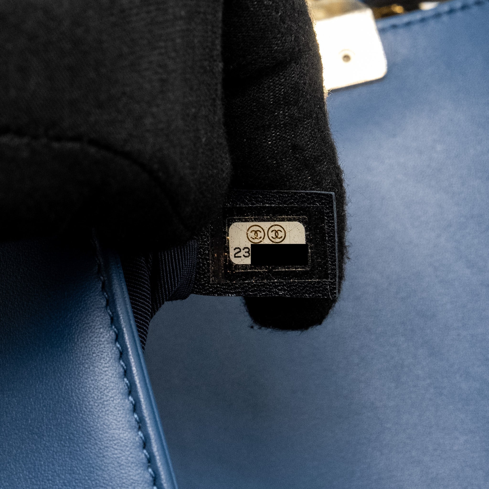 Chanel Medium Chevron Boy Bag Calfskin Blue