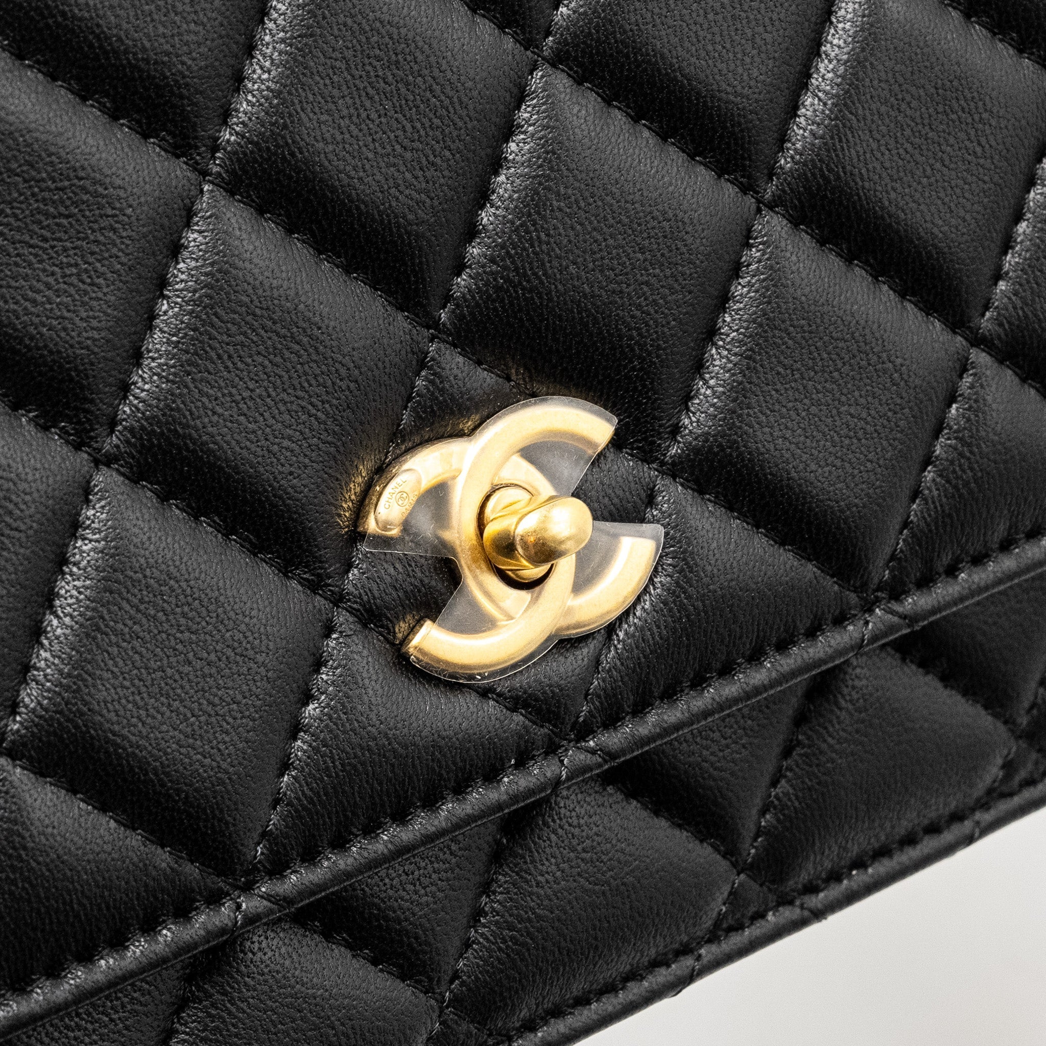 Chanel Pearl Crush Wallet On Chain Lambskin Black  (Microchip)