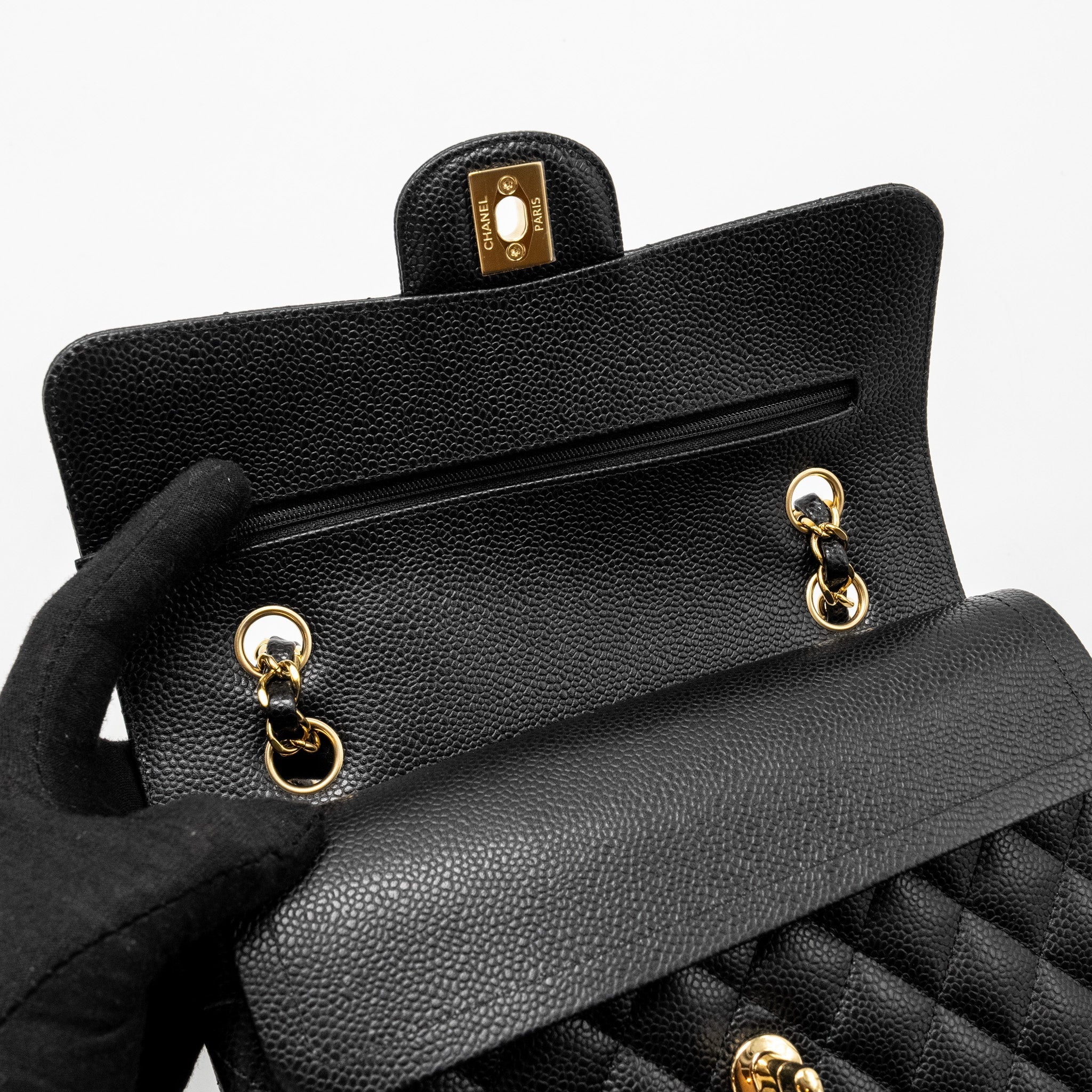 Chanel Small Classic Double Flap Bag Caviar Black (microchip)