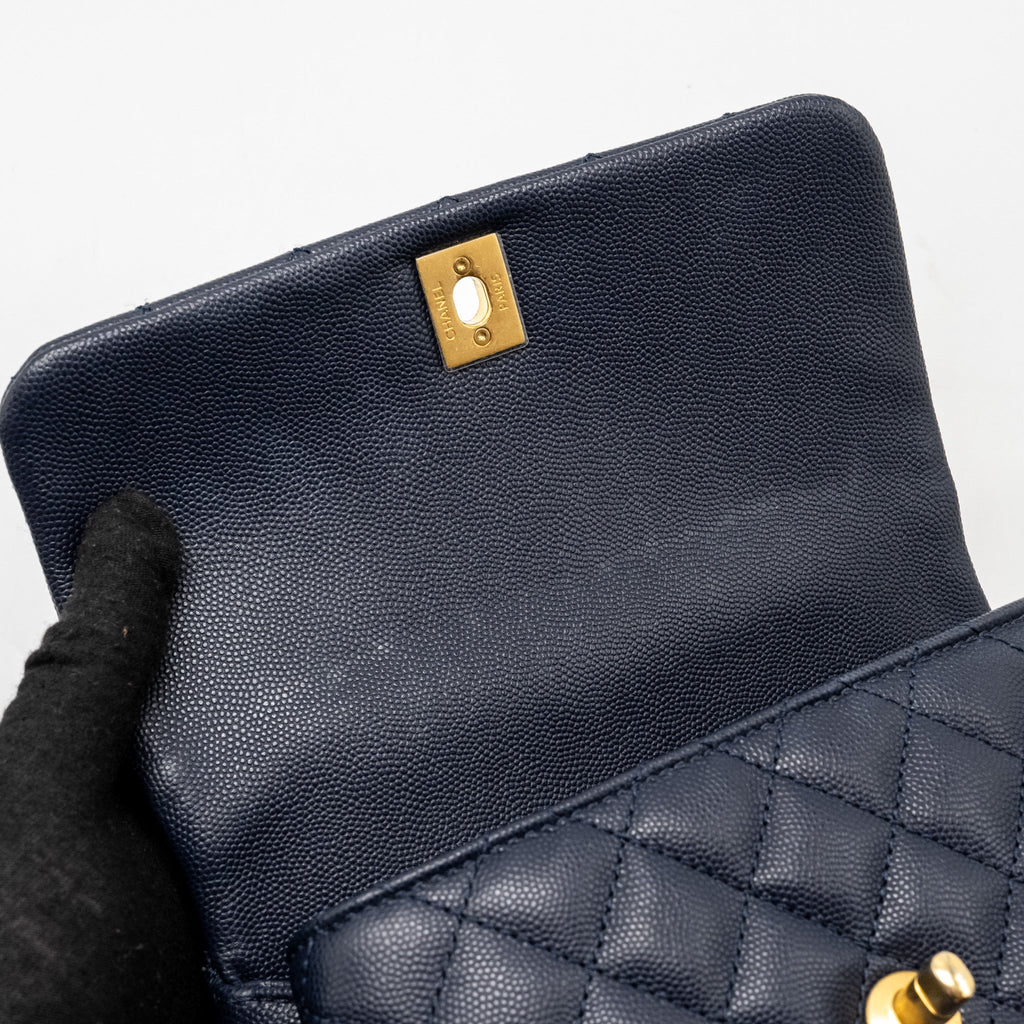 Chanel Small Coco Handle Caviar Navy