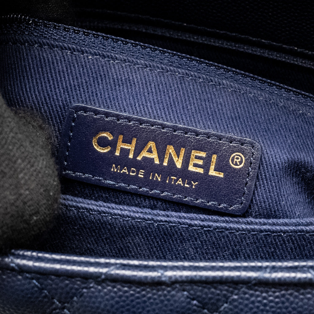 Chanel Small Coco Handle Caviar Navy