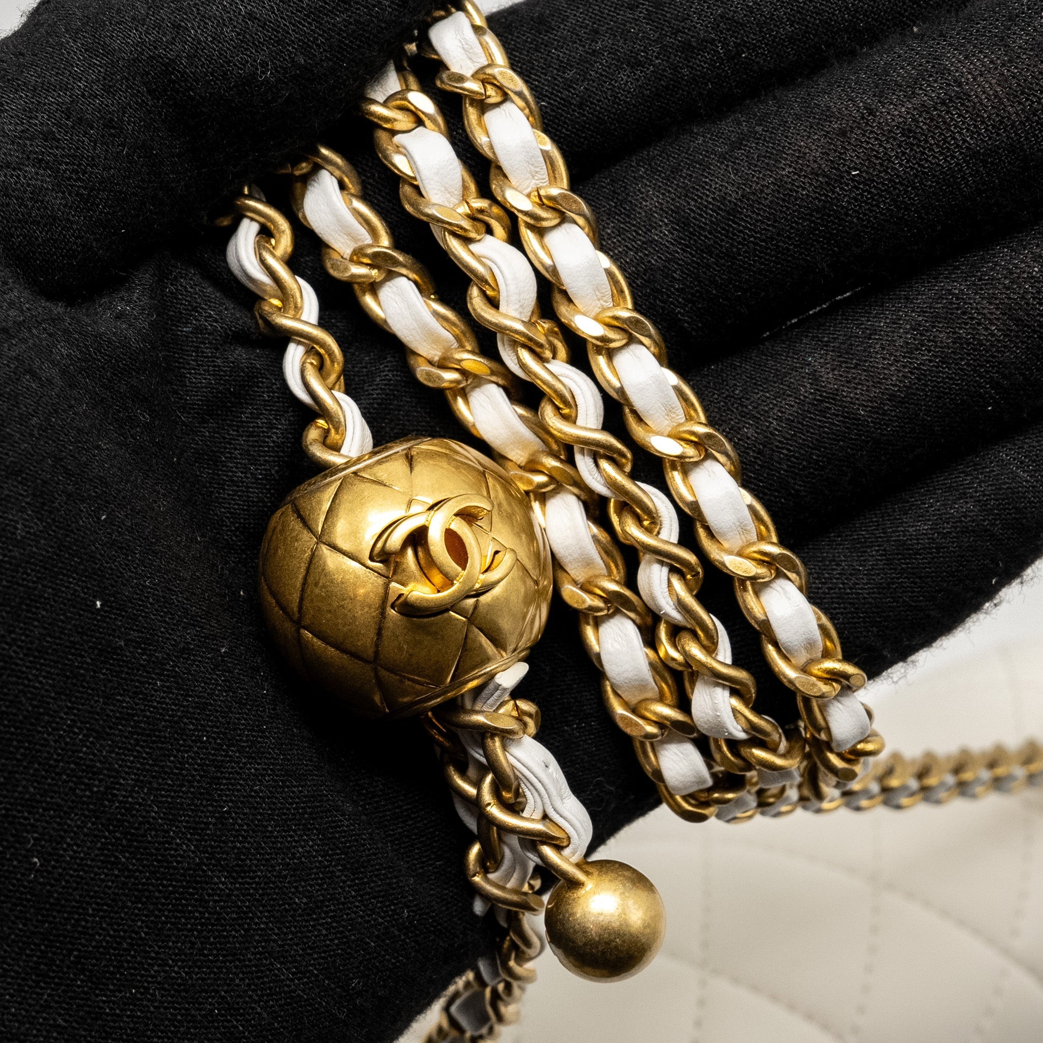 Chanel Pearl Crush Mini Square Lambskin White  (microchip)