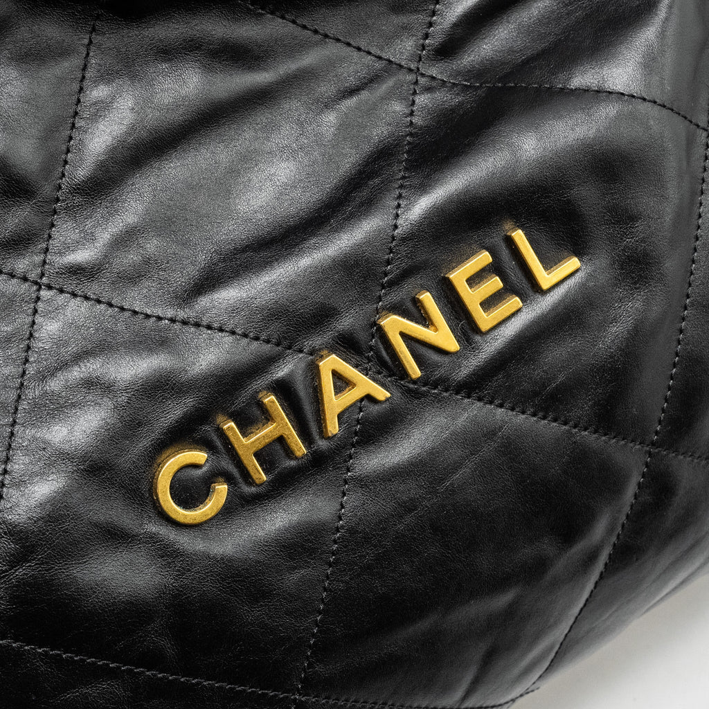Chanel Small 22 Bag Shiny Calfskin Black  (Microchip)