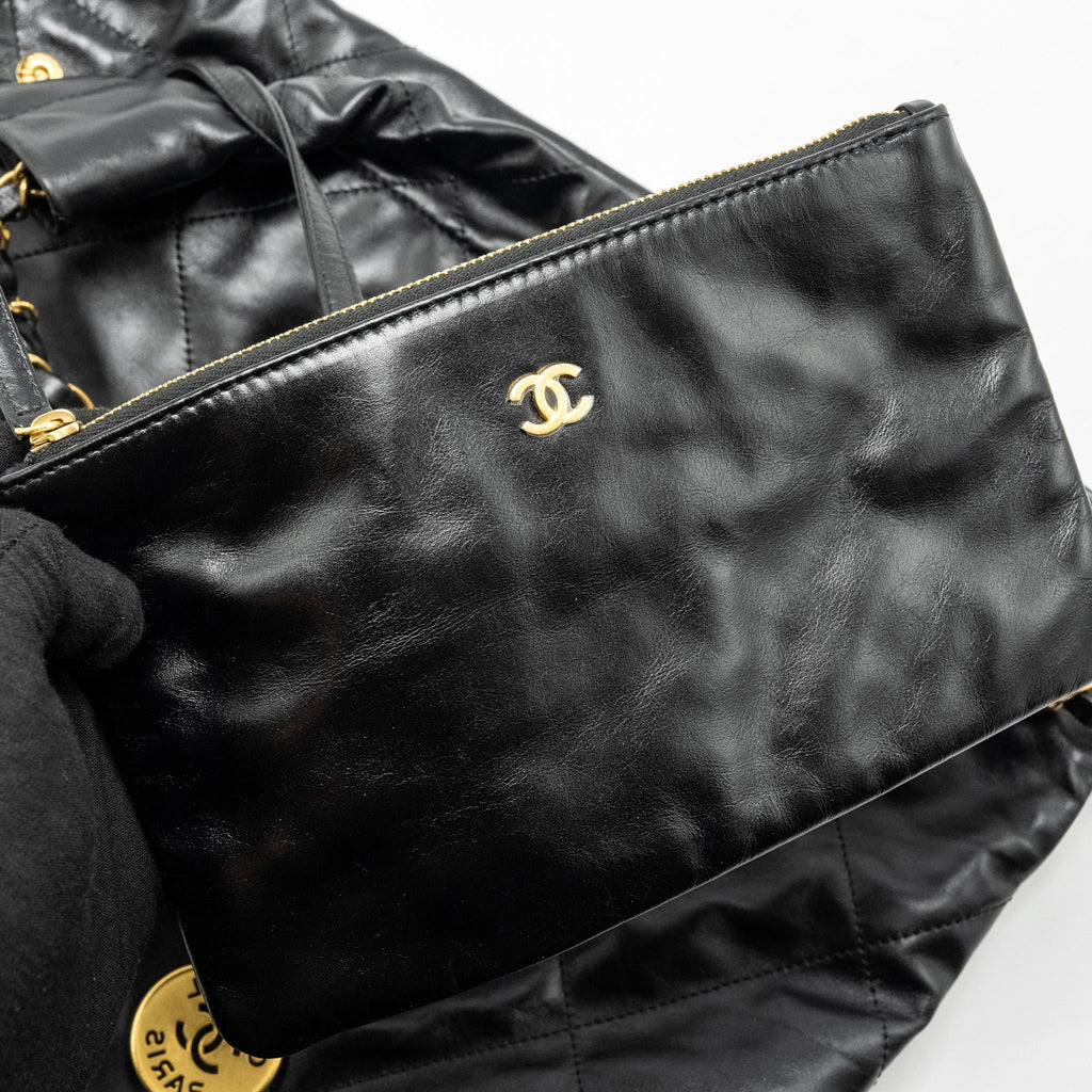 Chanel Small 22 Bag Shiny Calfskin Black  (Microchip)