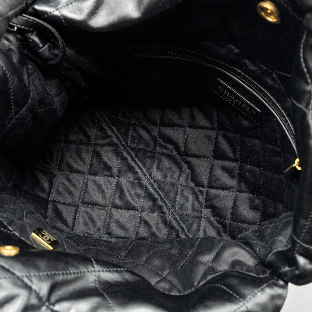 Chanel Small 22 Bag Shiny Calfskin Black  (Microchip)