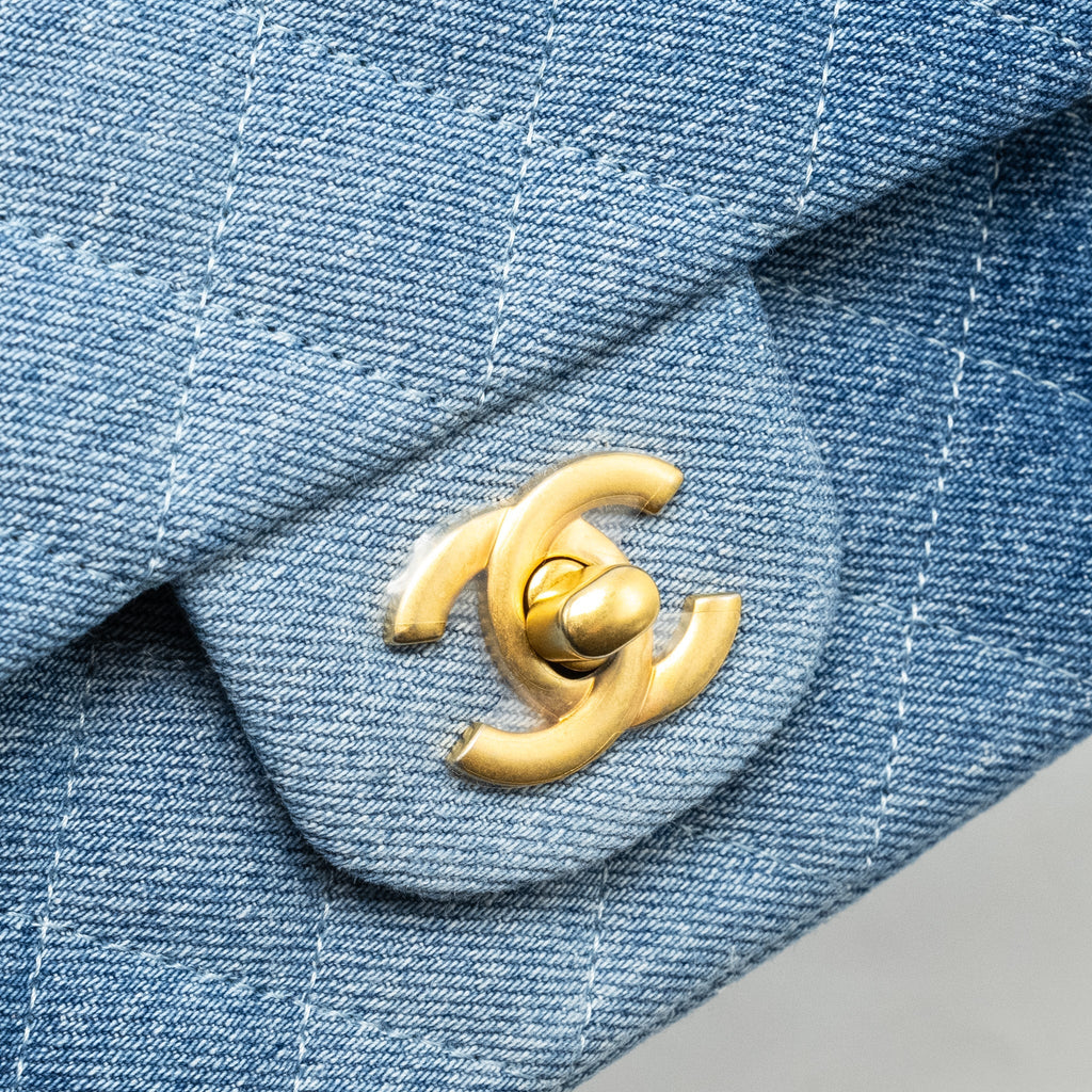 CHANEL 24S Mini Rectangular Flap Bag Denim Blue  (Microchip)