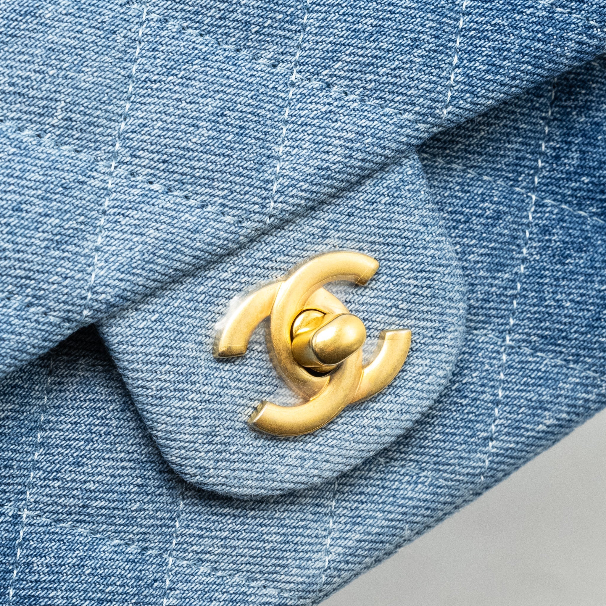 CHANEL 24S Mini Rectangular Flap Bag Denim Blue  (Microchip)