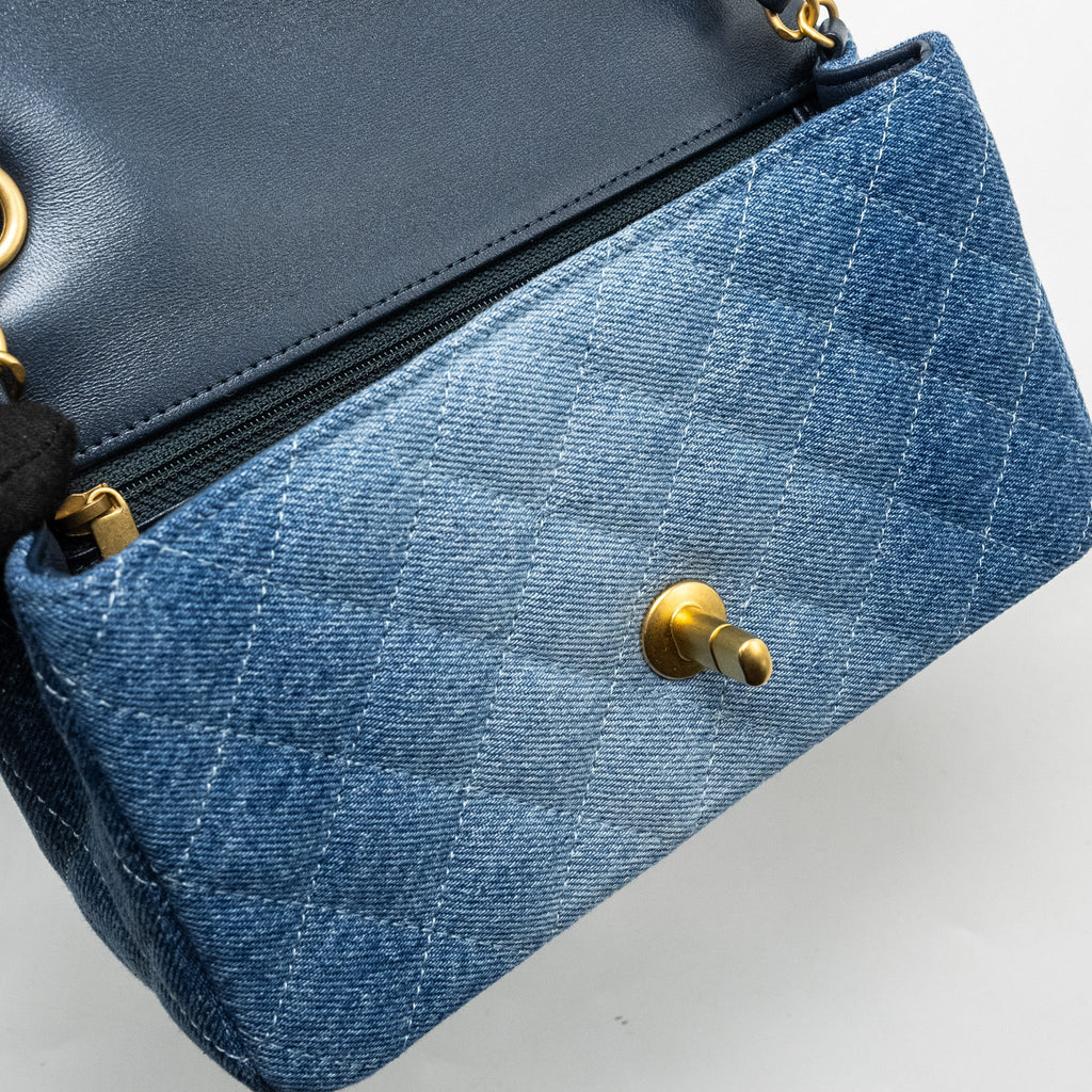 CHANEL 24S Mini Rectangular Flap Bag Denim Blue  (Microchip)
