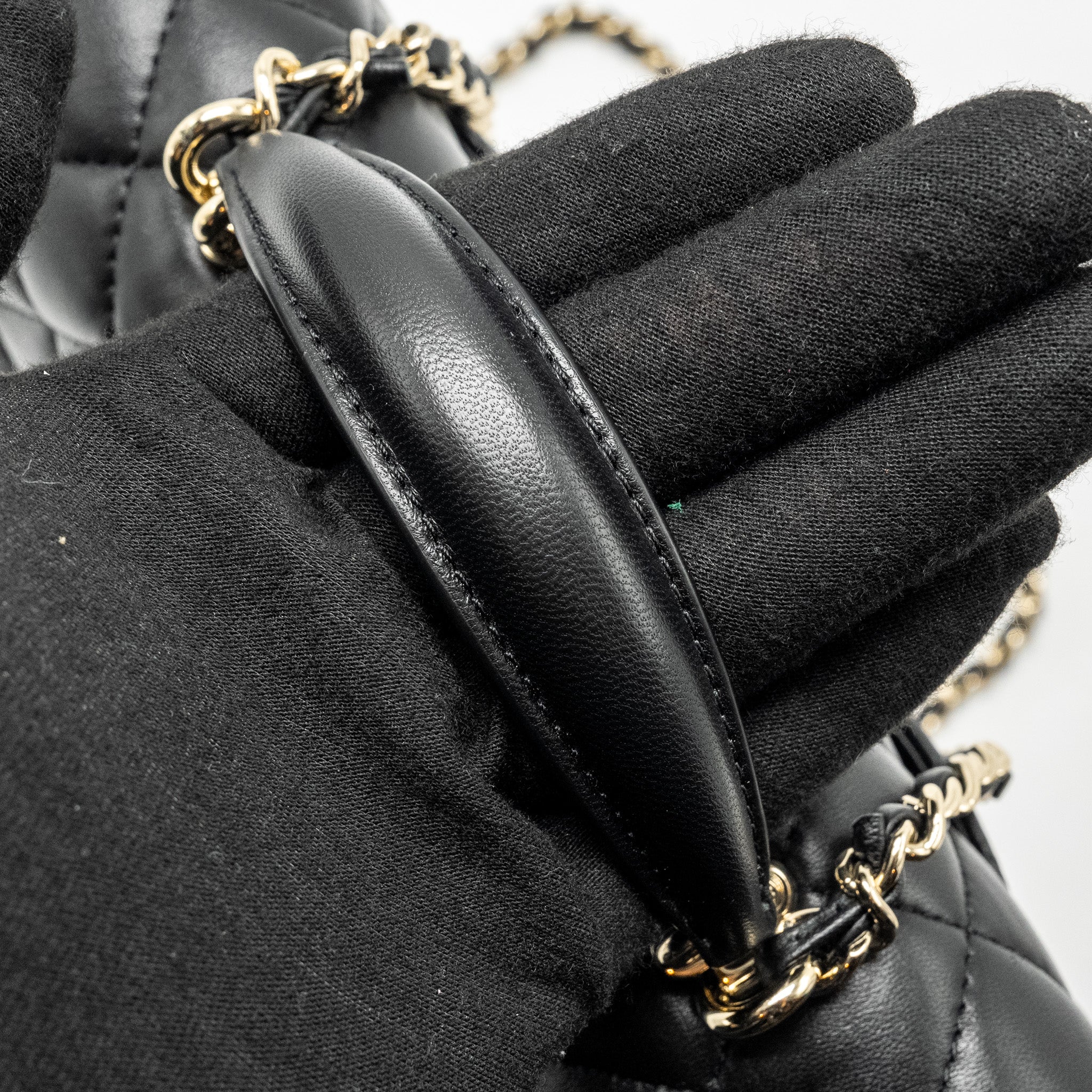 CHANEL Top Handle Mini Rectangular Flap Bag Lambskin Black L (microchip)