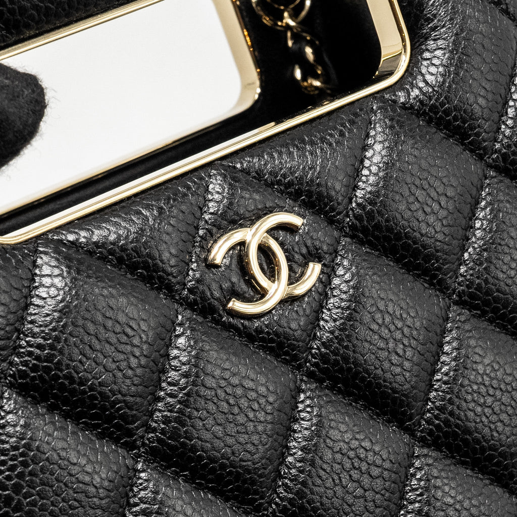 Chanel Quilted Evening Box Bag Caviar Black L (Microchip)