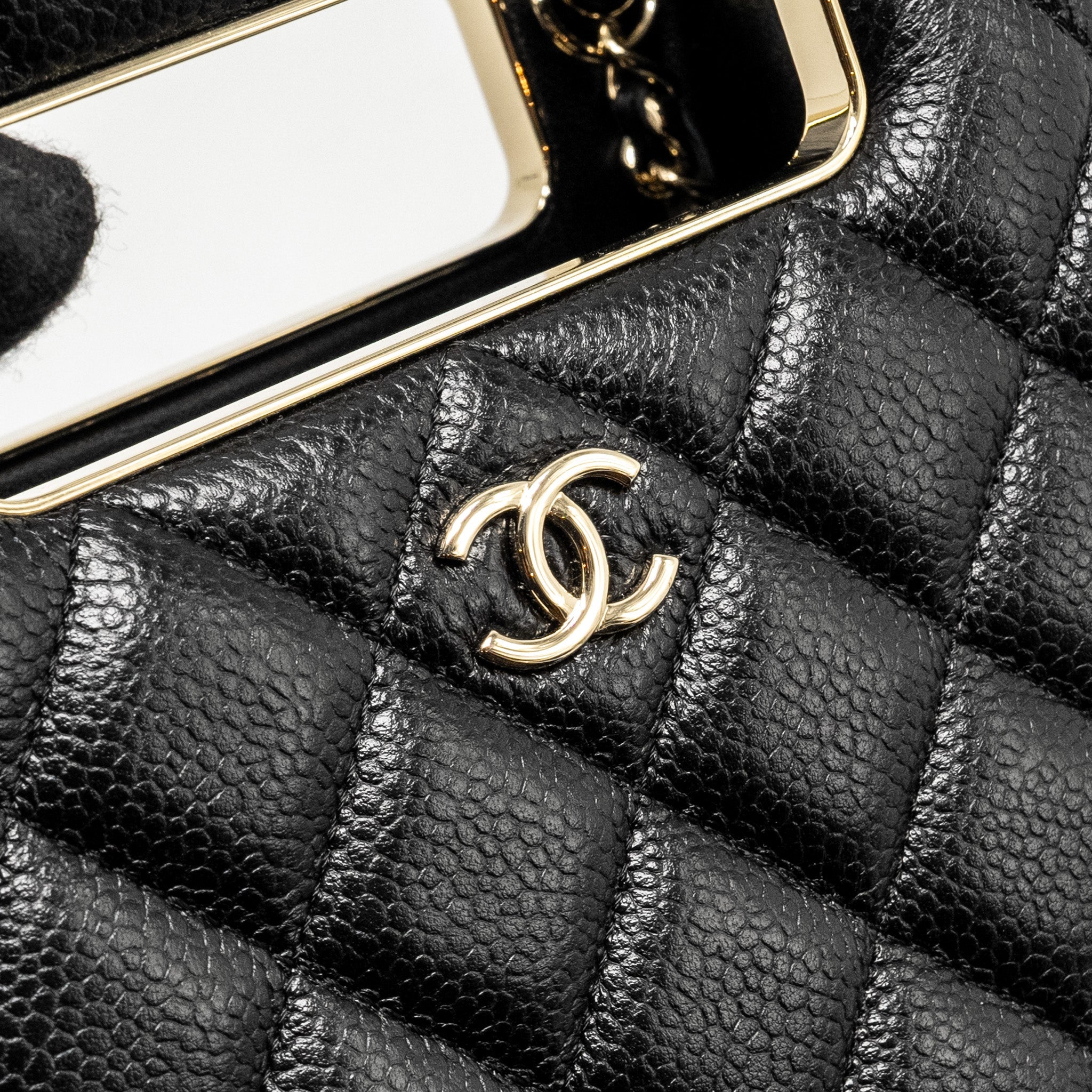 Chanel Quilted Evening Box Bag Caviar Black L (Microchip)