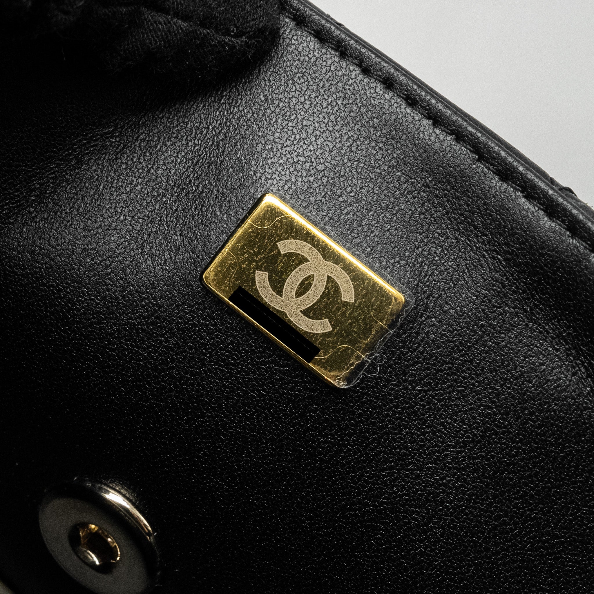 CHANEL Top Handle Mini Rectangular Flap Bag Lambskin Black L (microchip)