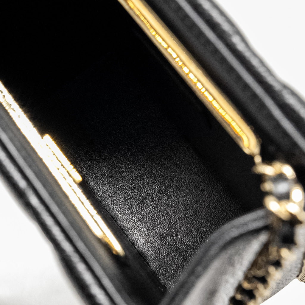 Chanel Quilted Evening Box Bag Caviar Black L (Microchip)